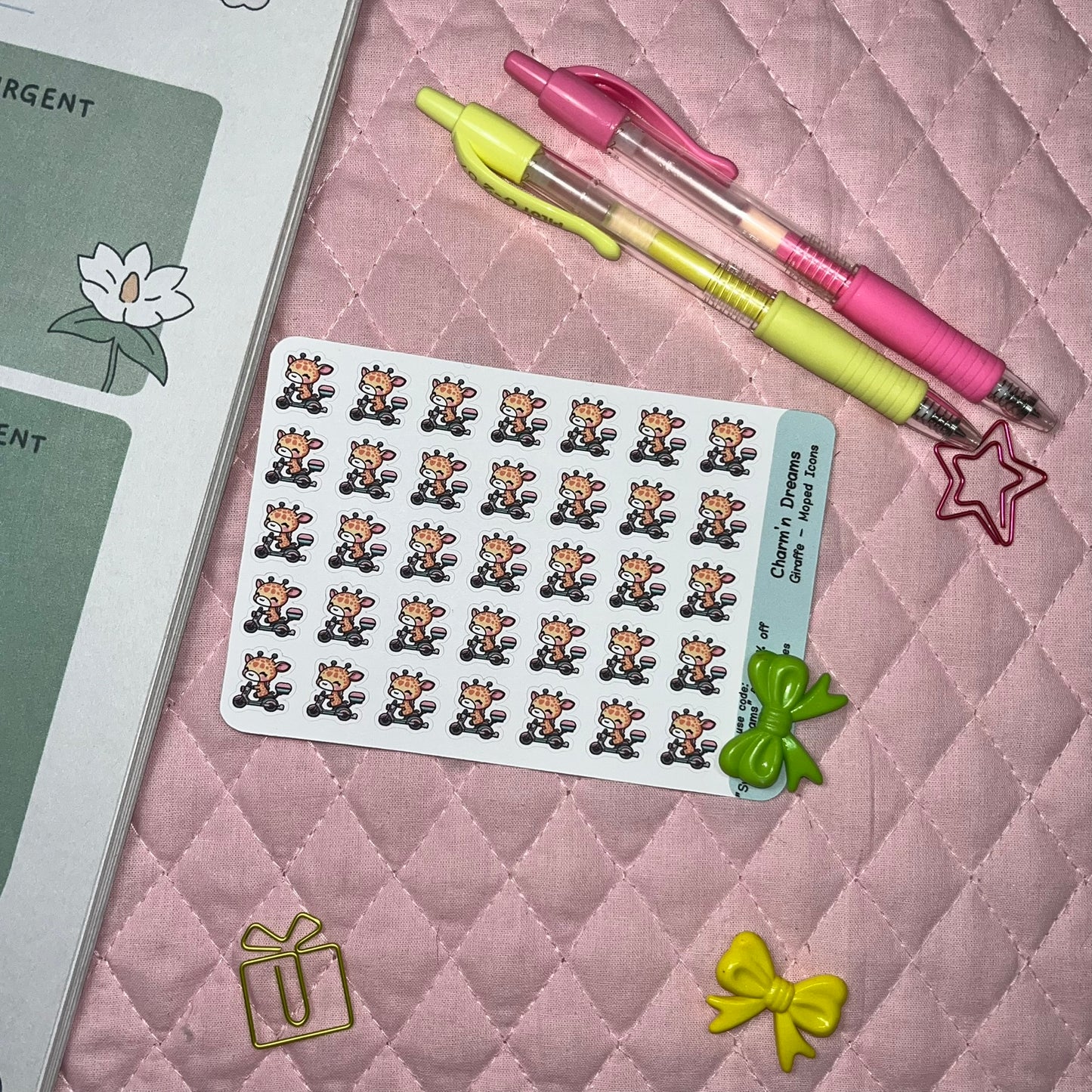 Giraffe Moped Scooter Icon Planner Stickers