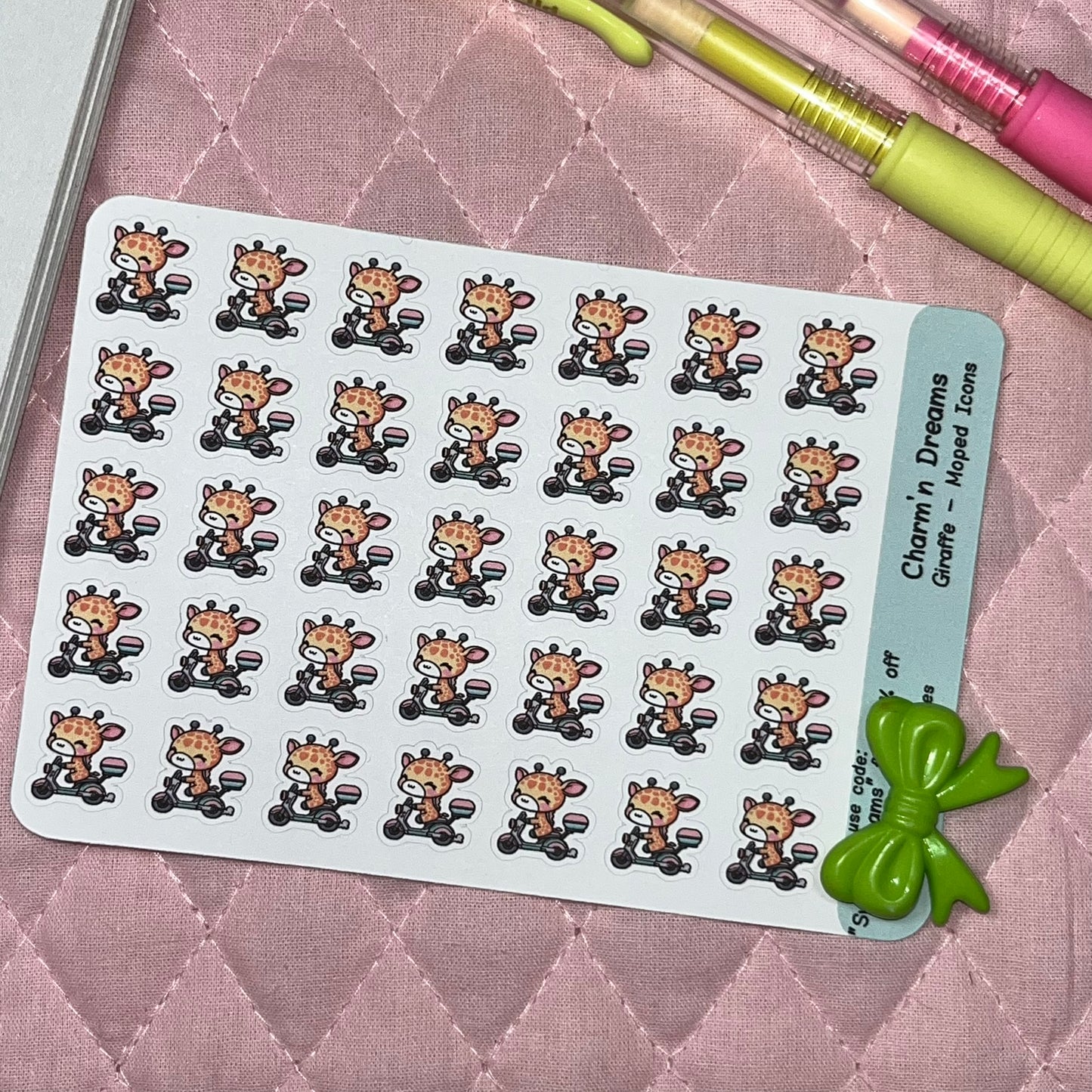 Giraffe Moped Scooter Icon Planner Stickers