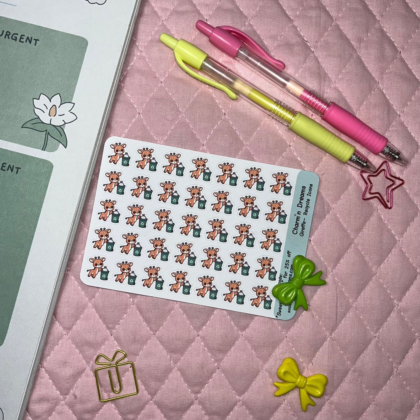 Giraffe Recycle Icon Planner Stickers