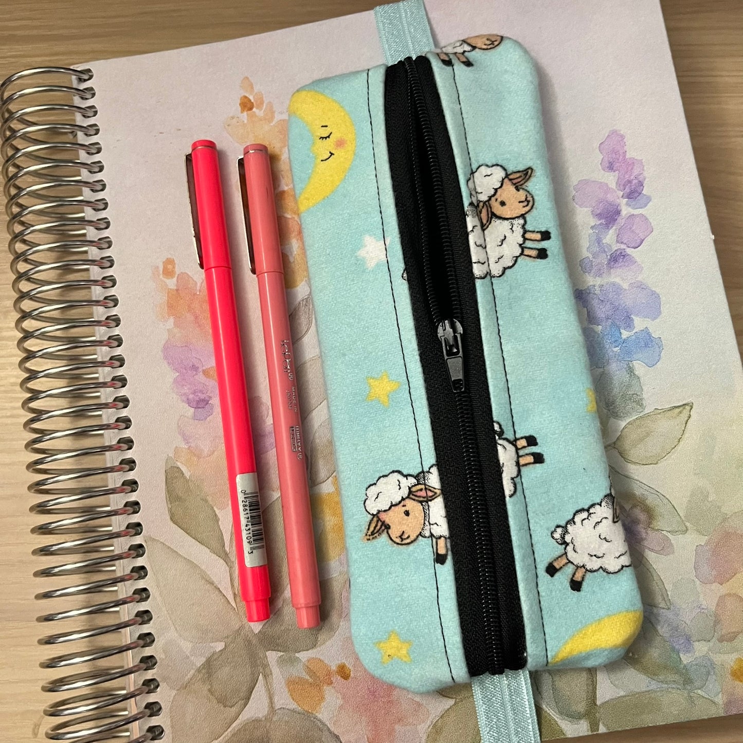 LIMITED EDITION/ January 25' Counting Sheep and Moons Elastic Pen Holder Pouch