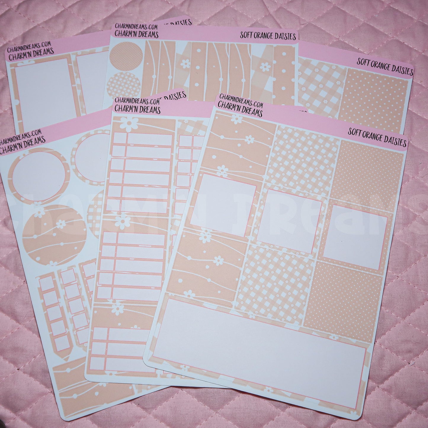 Soft Orange Daisies Planner Sticker Kit