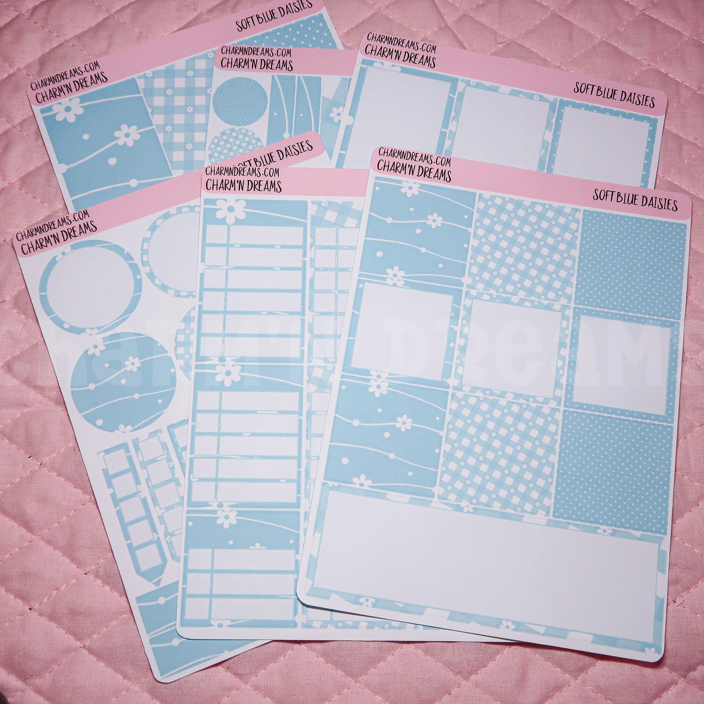Soft Blue Daisies Planner Sticker Kit