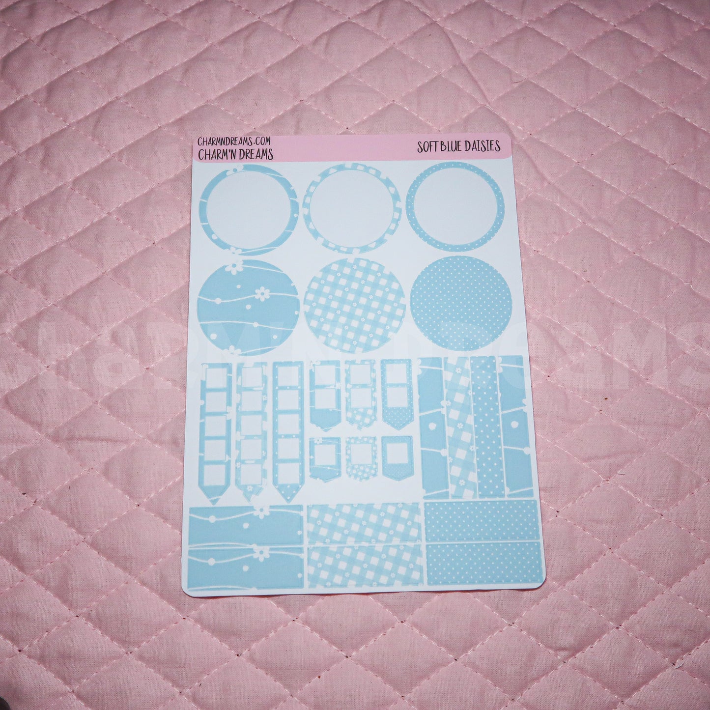 Soft Blue Daisies Planner Sticker Kit