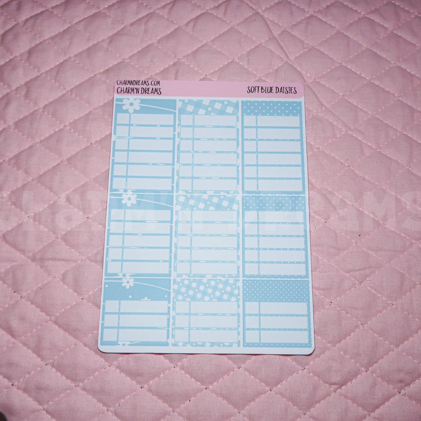 Soft Blue Daisies Planner Sticker Kit
