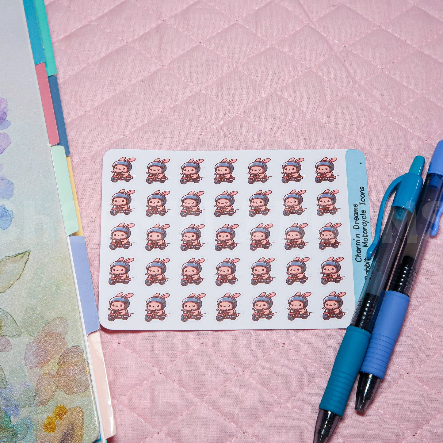 Rabbit Motocycle Icon Planner Stickers