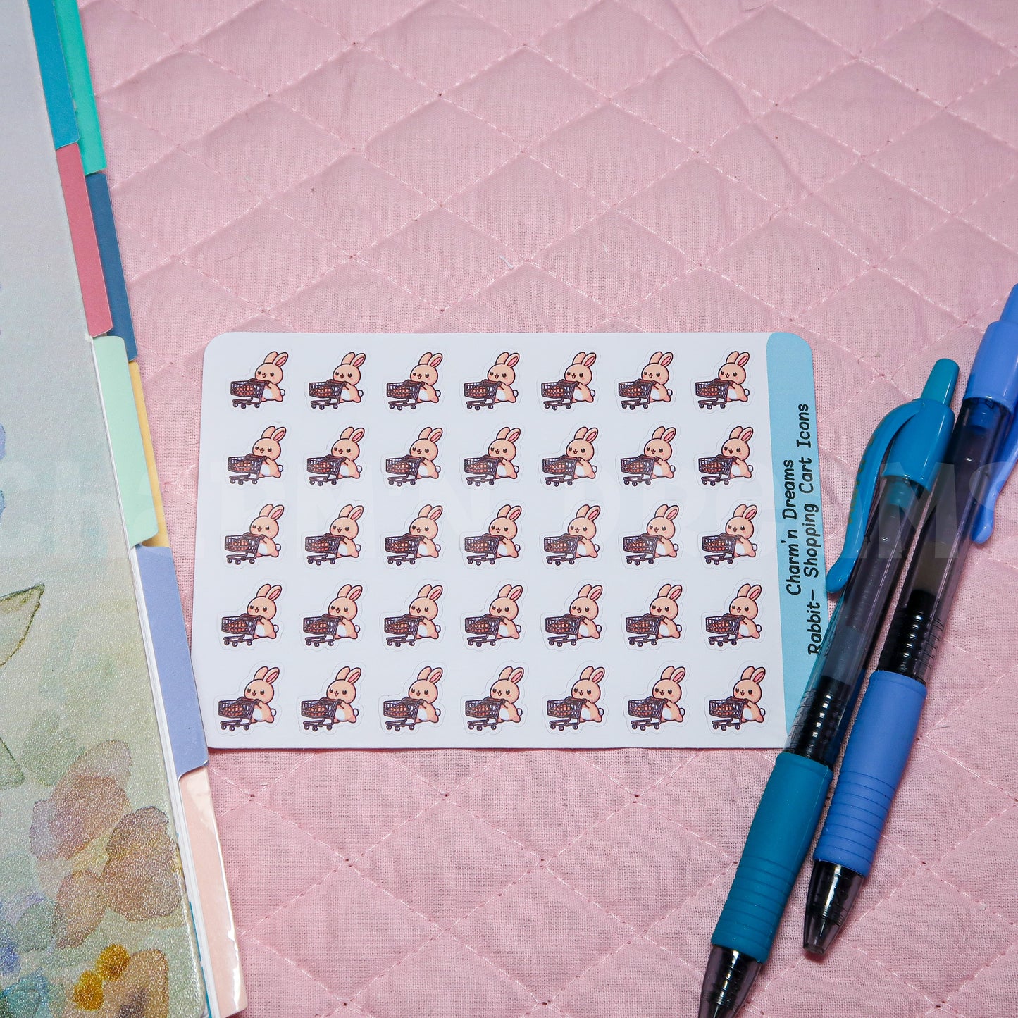 Rabbit Shopping Cart Icon Planner Stickers