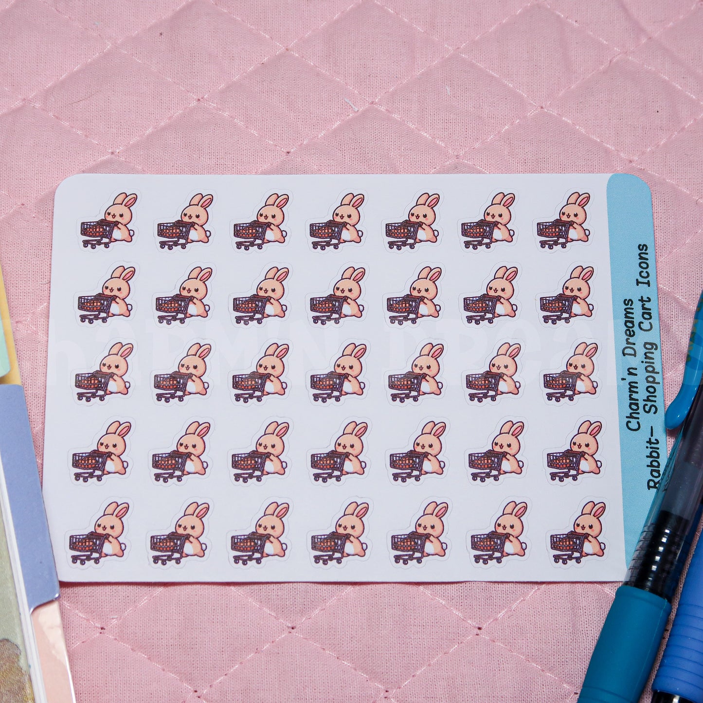 Rabbit Shopping Cart Icon Planner Stickers