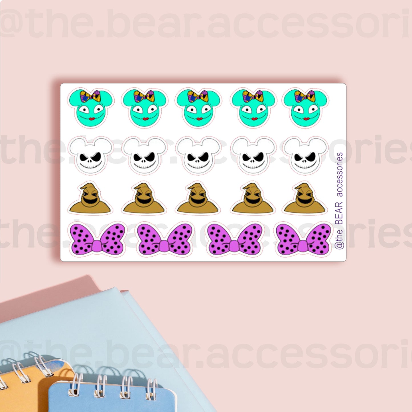 Nightmare before Planner Stickers- Matte stickers- Magical Halloween Mouse Inspired- purple bow - The BEAR Accessories