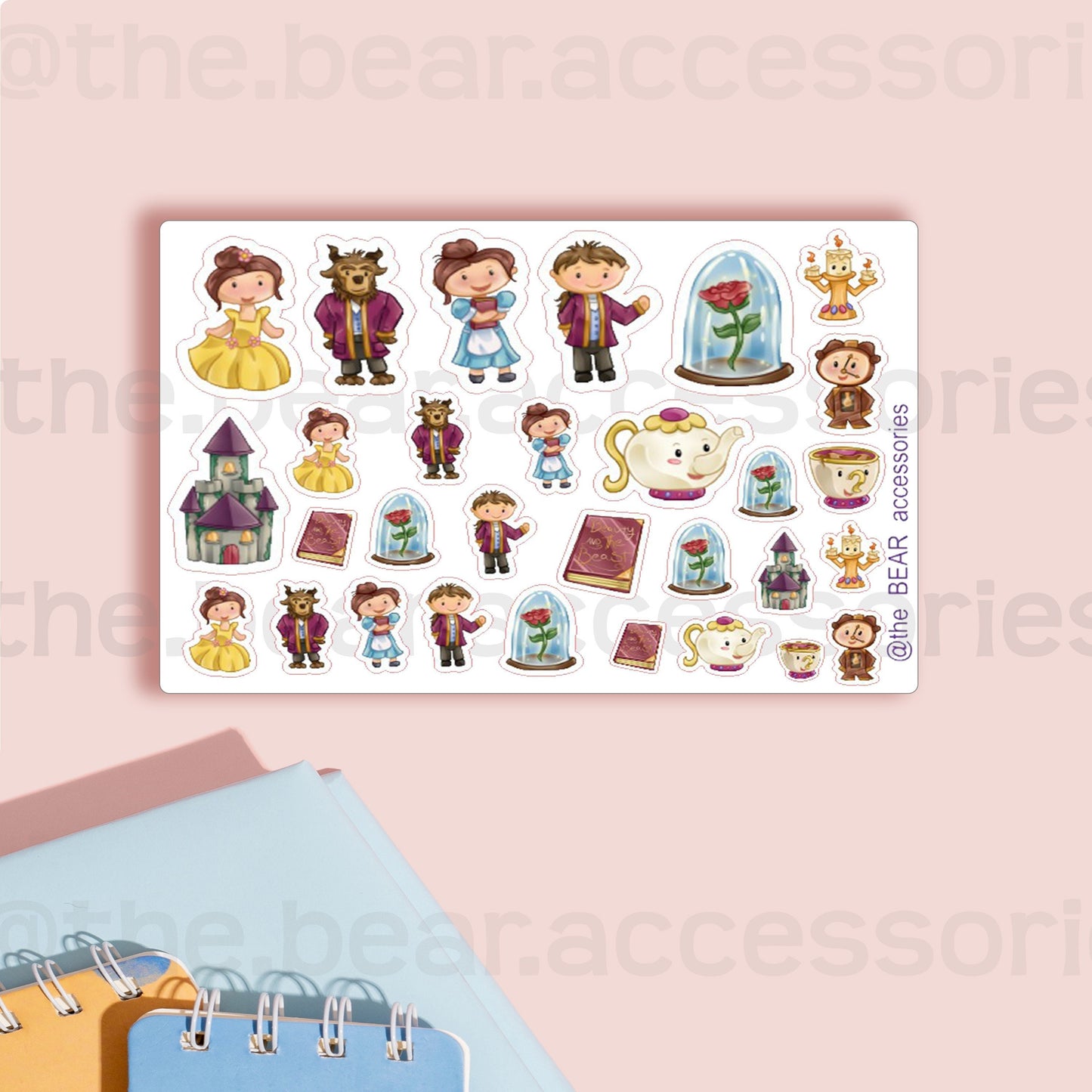 Belle Beauty and Beast Stickers- planner stickers- mini character spread sticker accents- theBEARaccessories