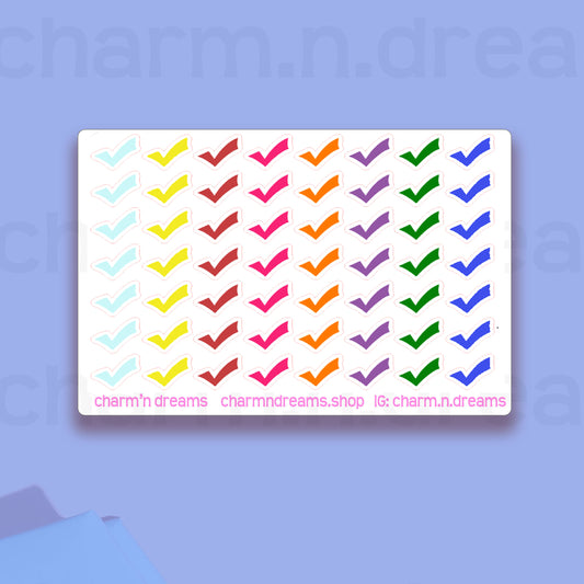 Rainbow Check Mark Planner Stickers