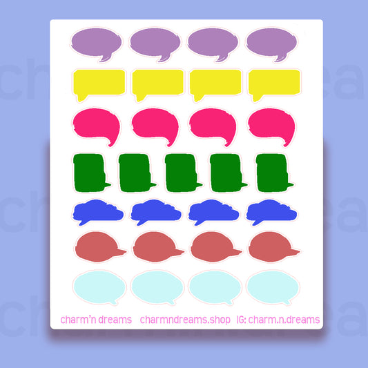 Rainbow Conversation Bubbles Planner Stickers