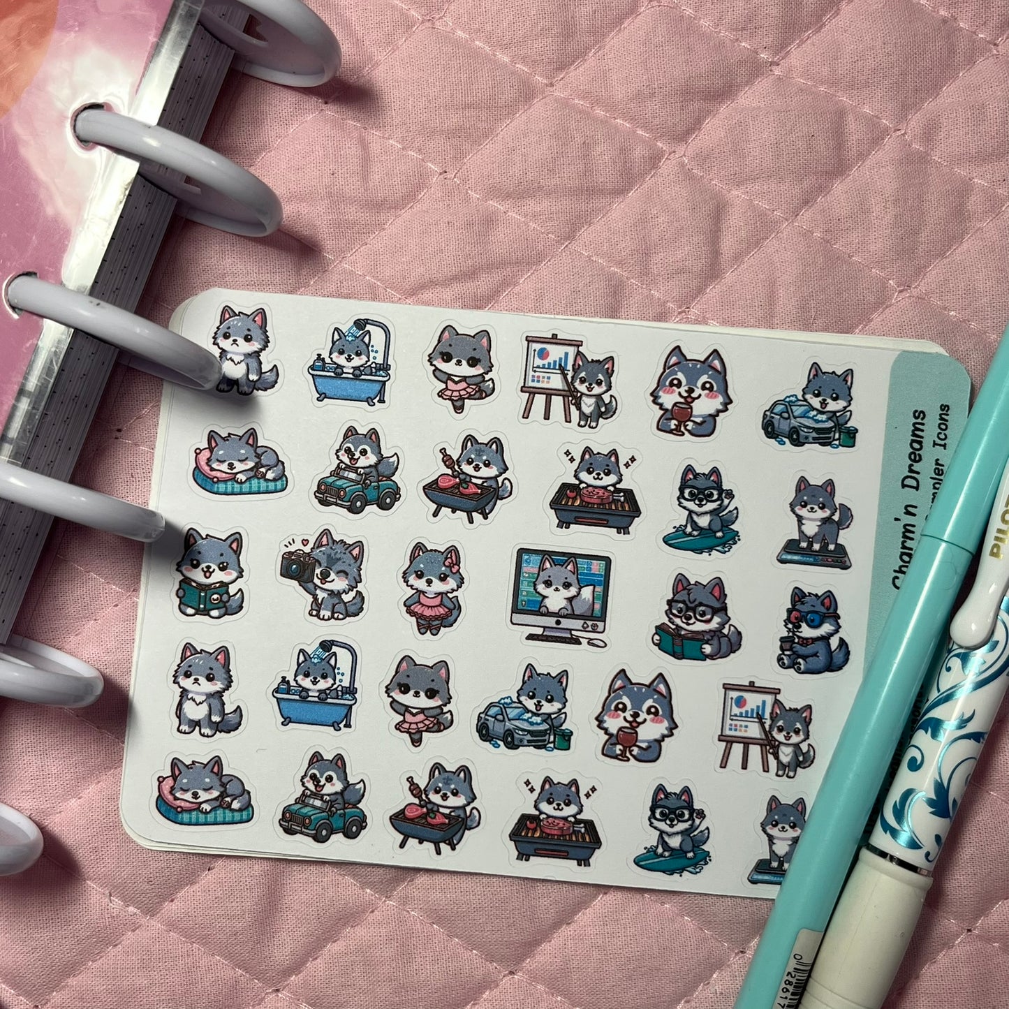 Wolf Sampler Icon Planner Stickers