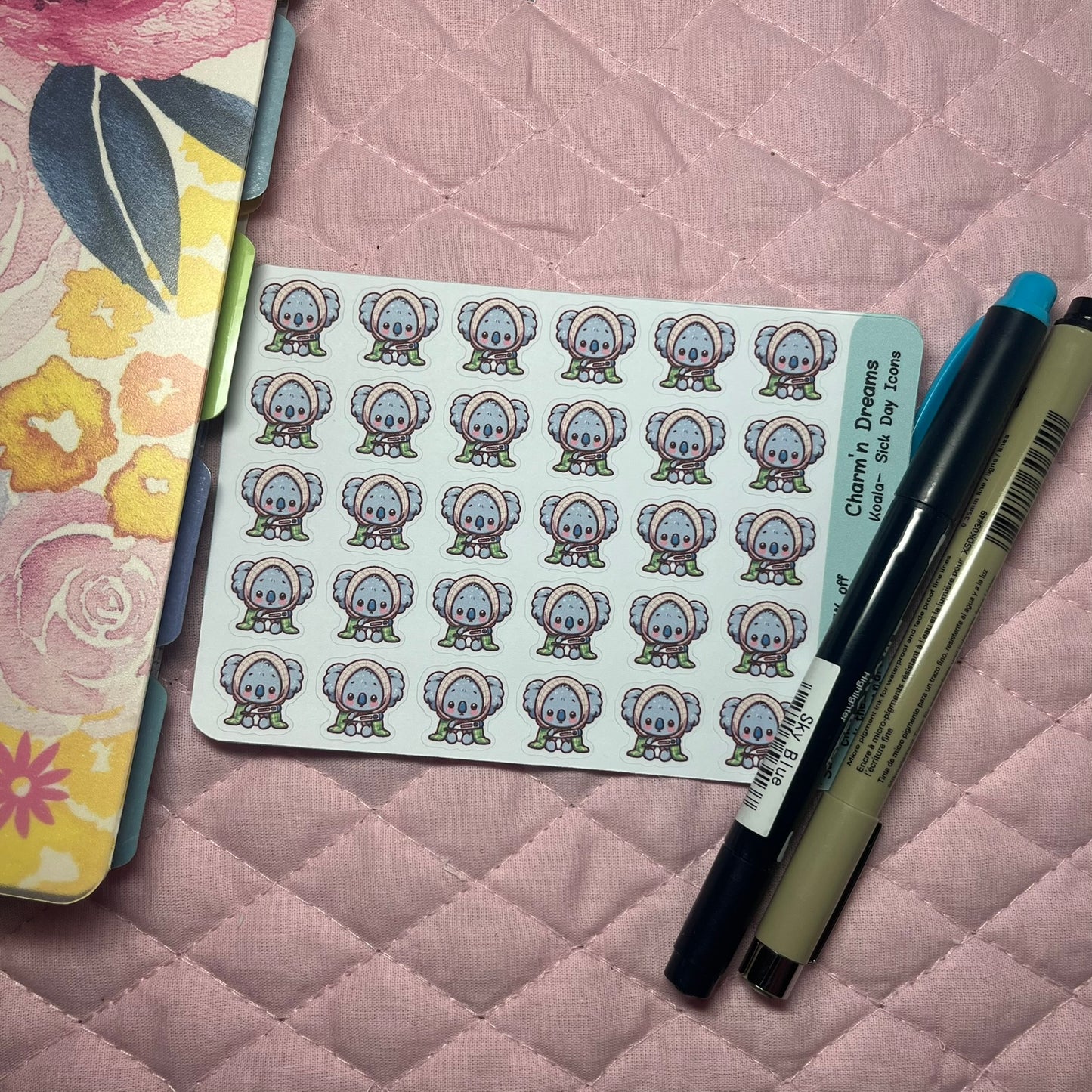 Koala Sick Day Icon Planner Stickers