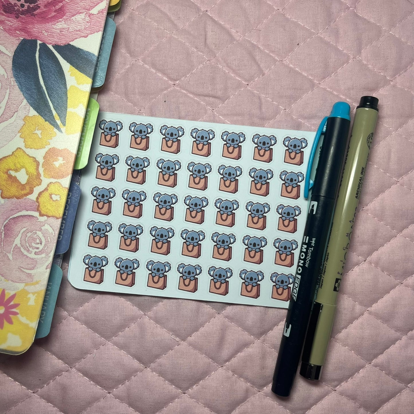 Koala Shopping Bag Icon Planner Stickers