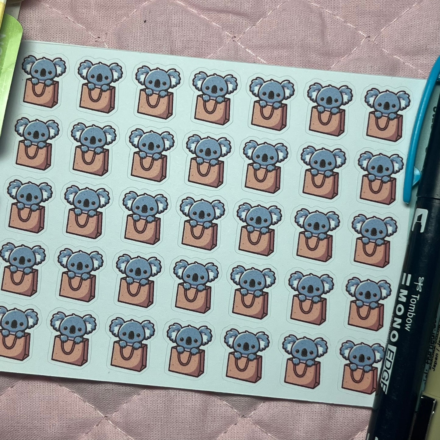 Koala Shopping Bag Icon Planner Stickers