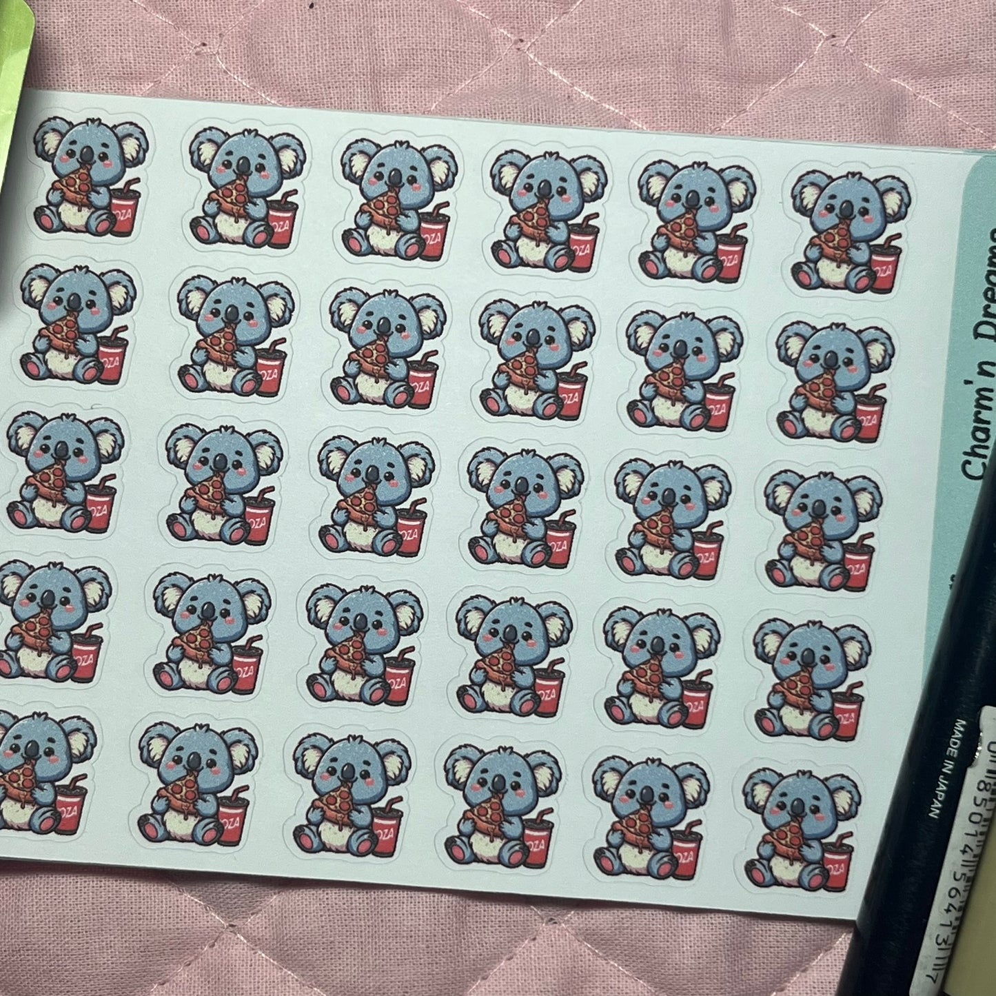 Koala Pizza/ Snacking Icon Planner Stickers