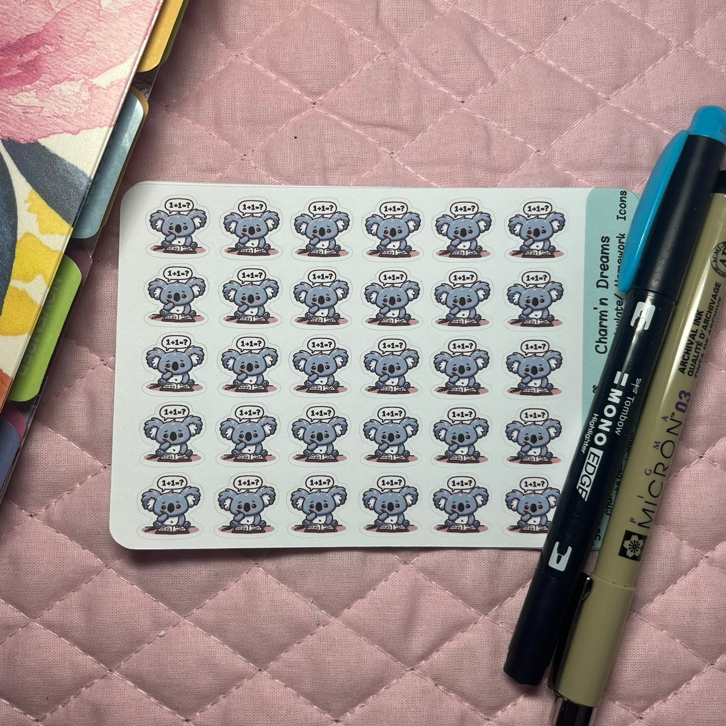 Koala Calculate/ Homework Icon Planner Stickers