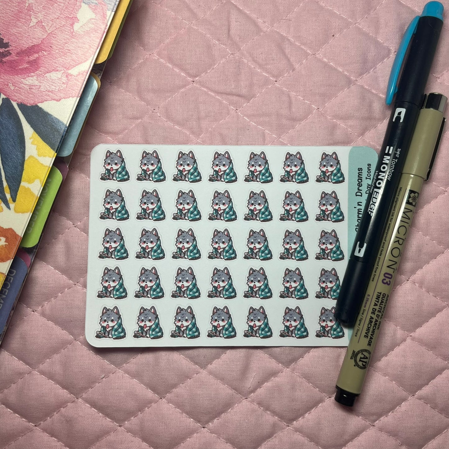 Wolf Sick Day Icon Planner Stickers