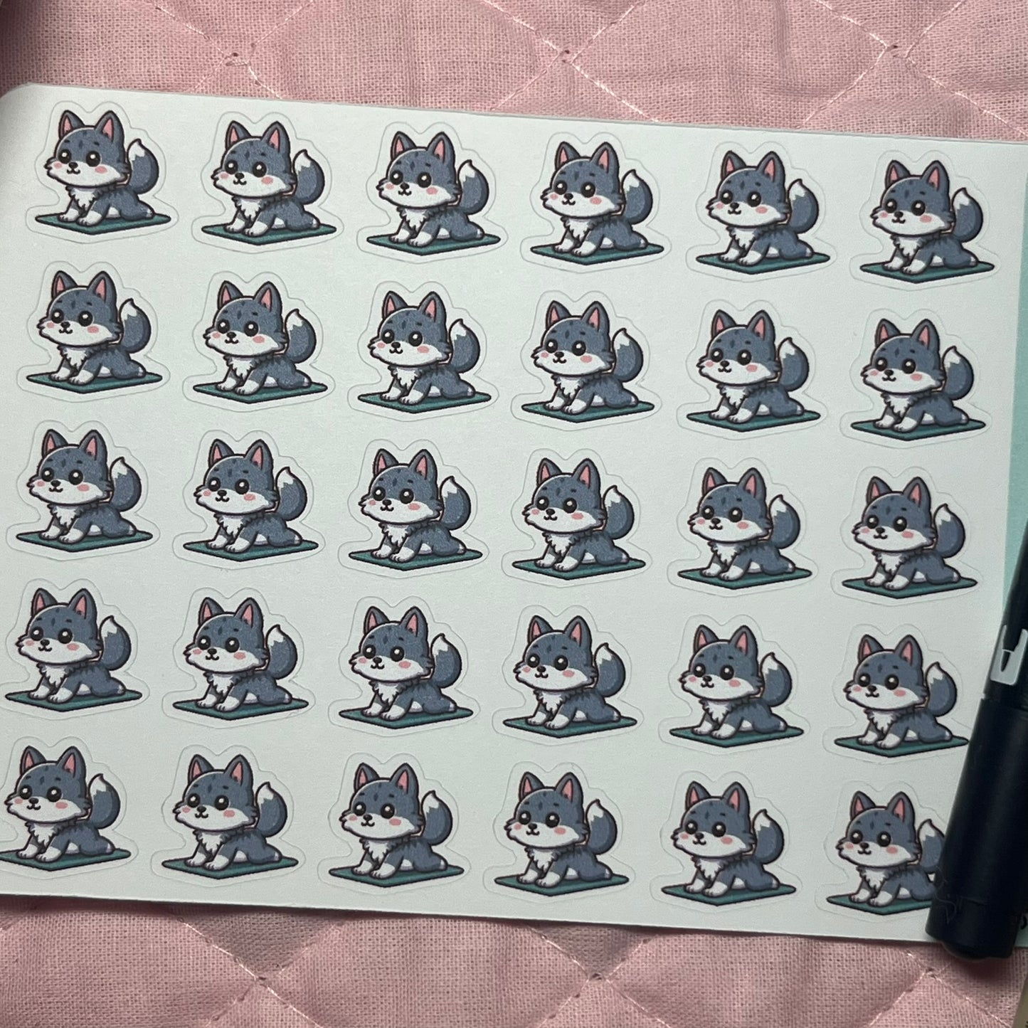 Wolf Yoga Icon Planner Stickers