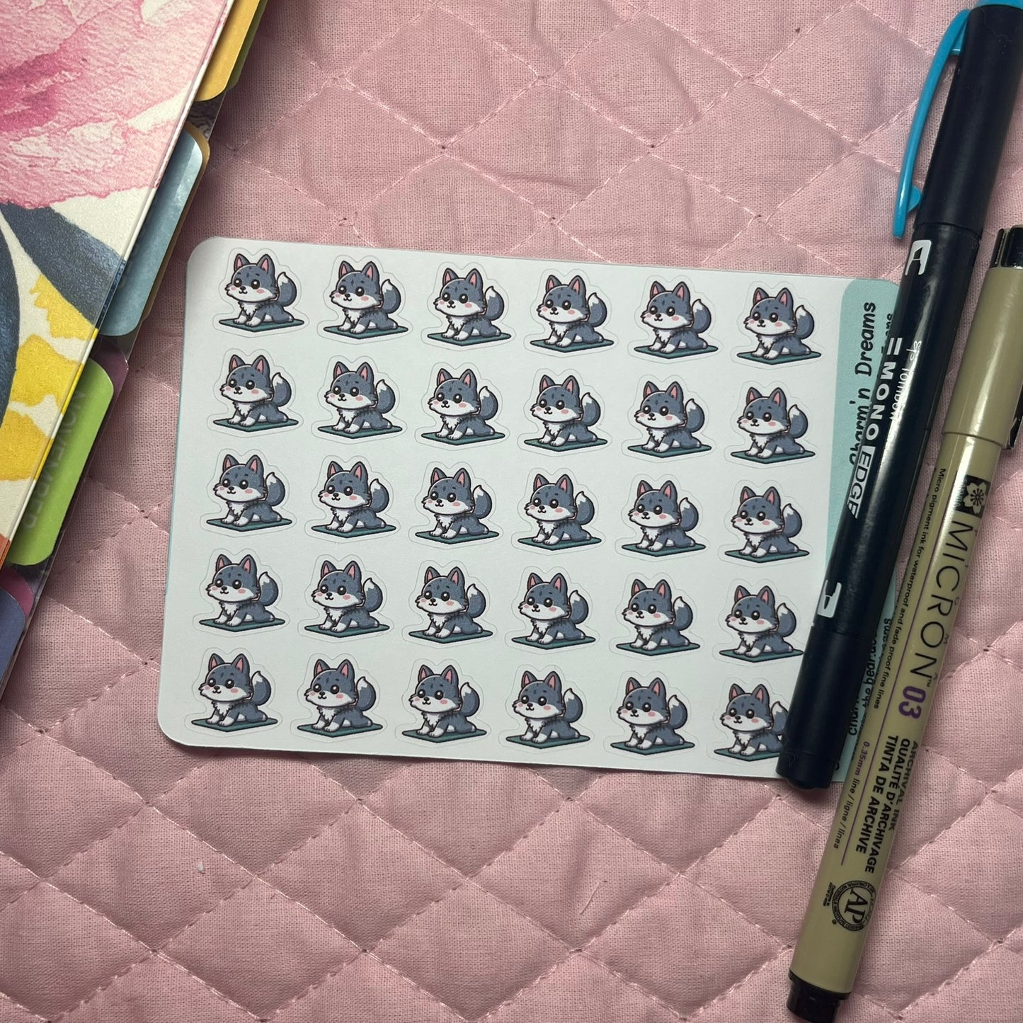 Wolf Yoga Icon Planner Stickers