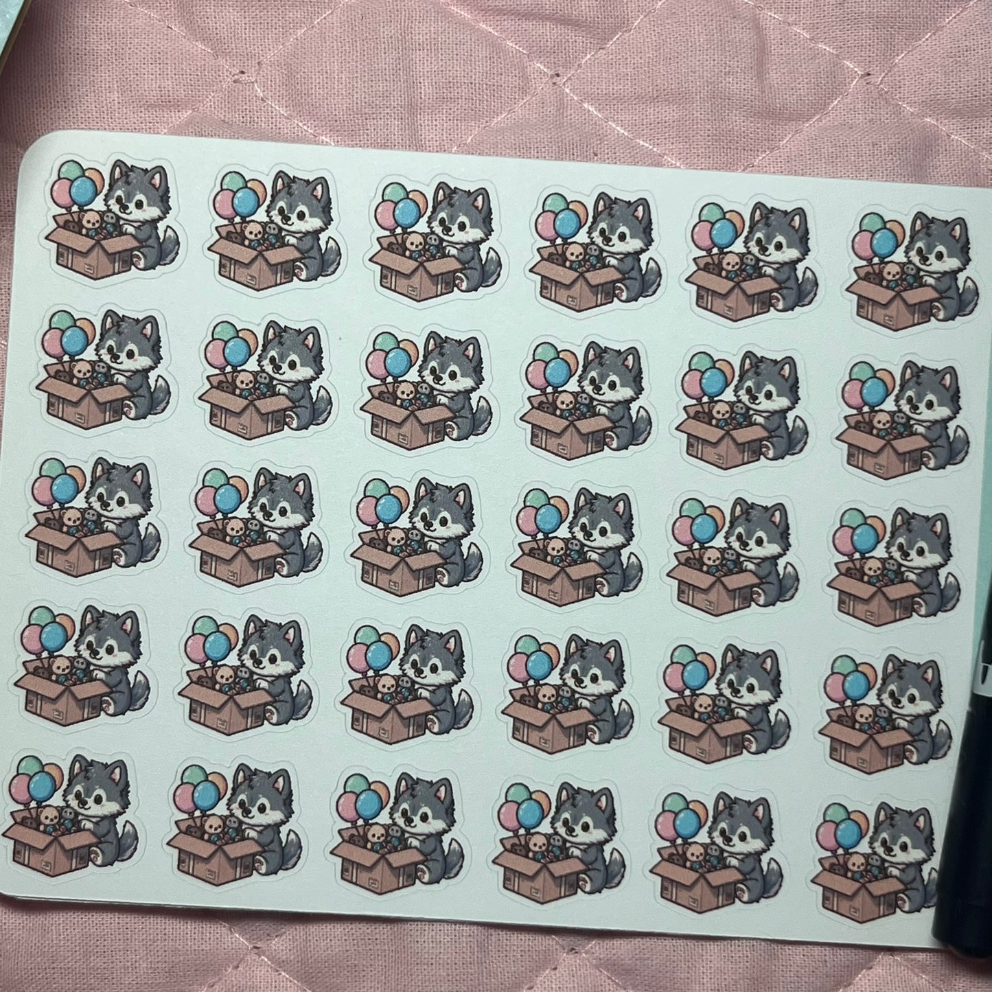 Wolf Happy Package Delivery Icon Planner Stickers