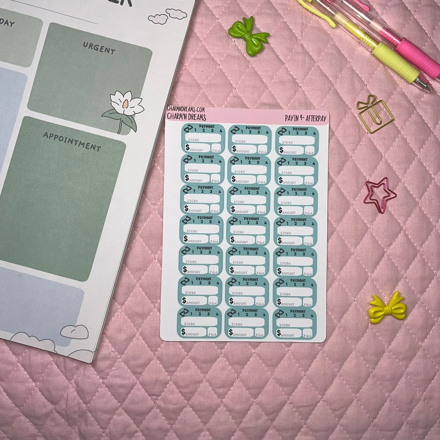 Afterpay- Pay in 4 Tracker Planner Stickers
