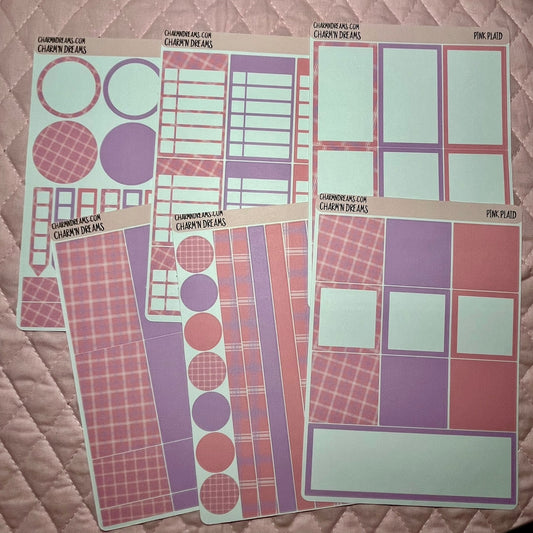 Pink Plaid Planner Sticker Kit