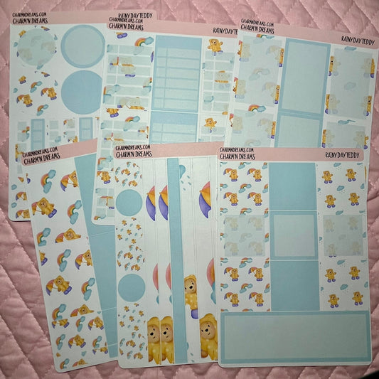 Rainy Day Teddy Planner Sticker Kit