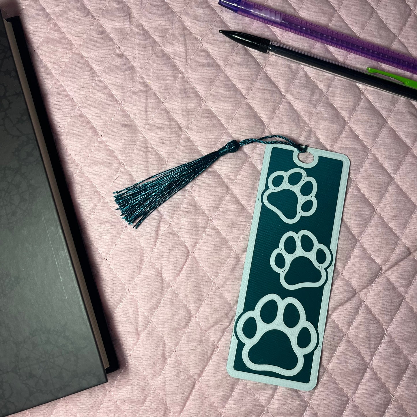 Dark Teal Paws Bookmark