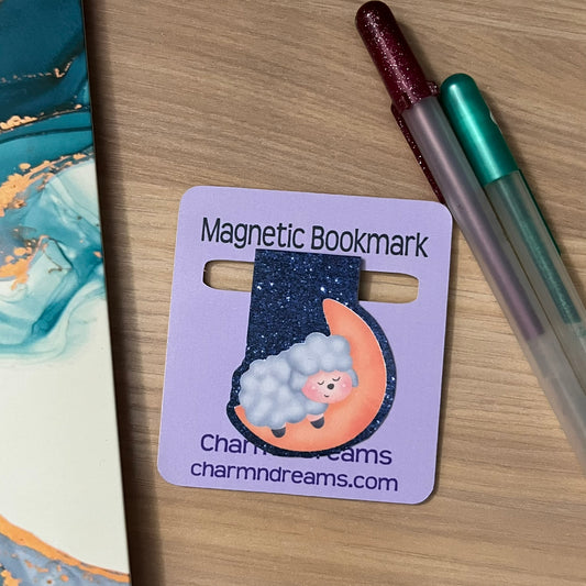 LIMITED EDITION/ January 25' Counting Sheep and Moons Magnetic Bookmark/Page Holder