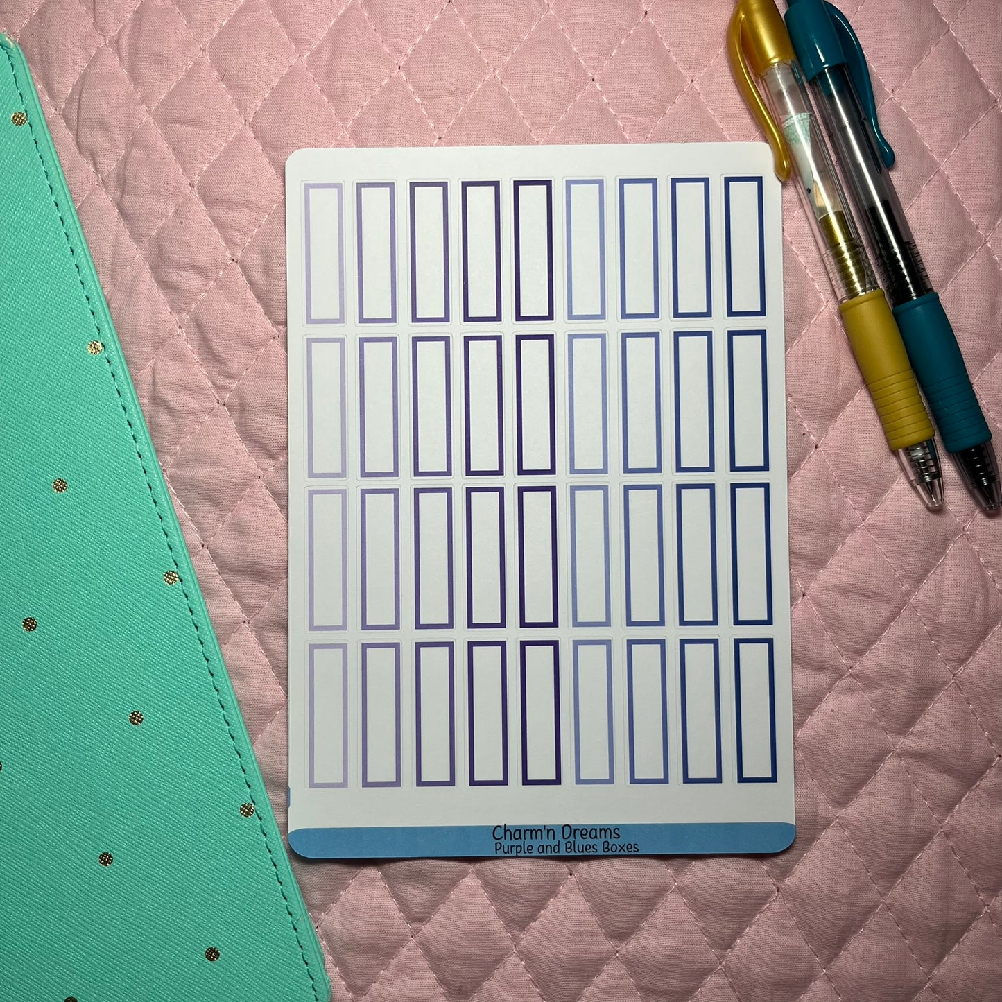 Purples and Blues Mini Boxes Planner Stickers