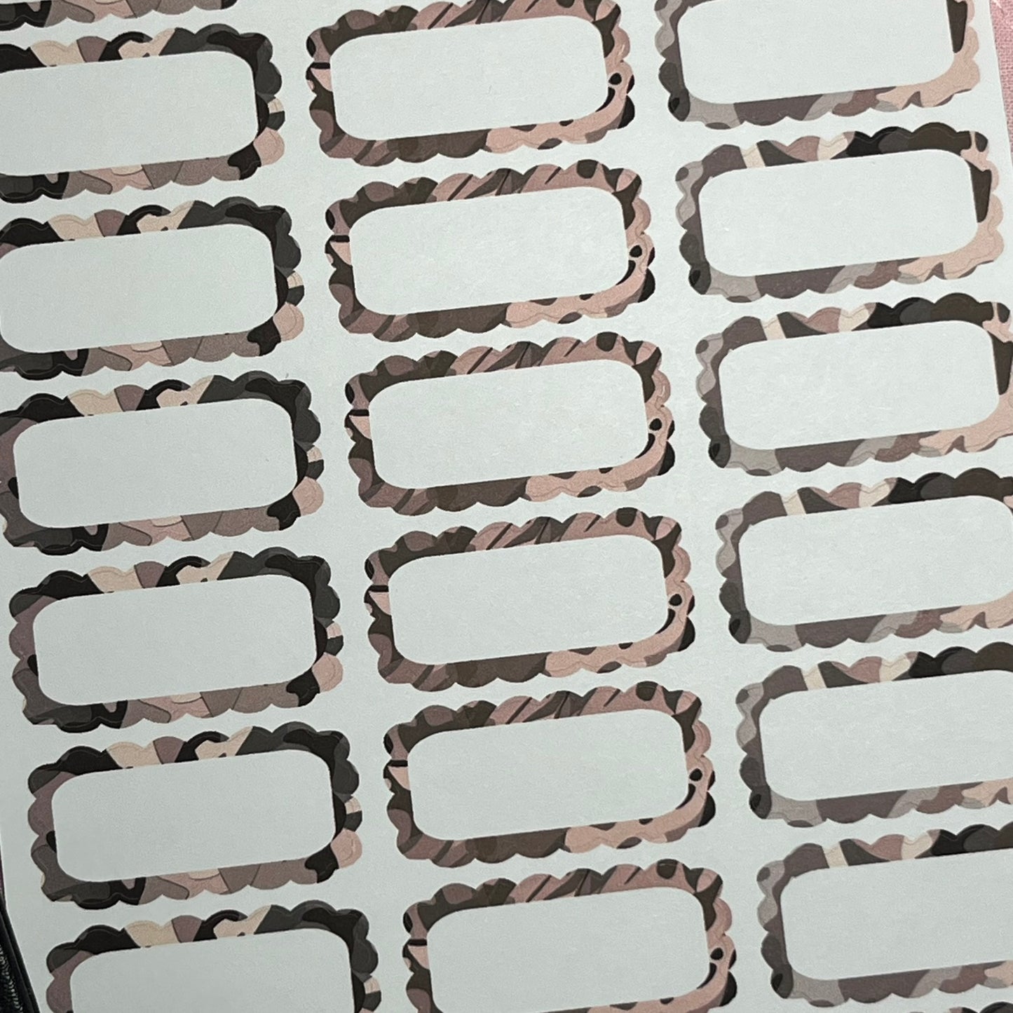 Tan Camo Scalloped Planner Sticker Boxes