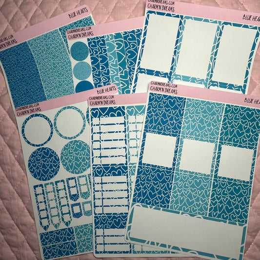 Blue Hearts Planner Sticker Kit