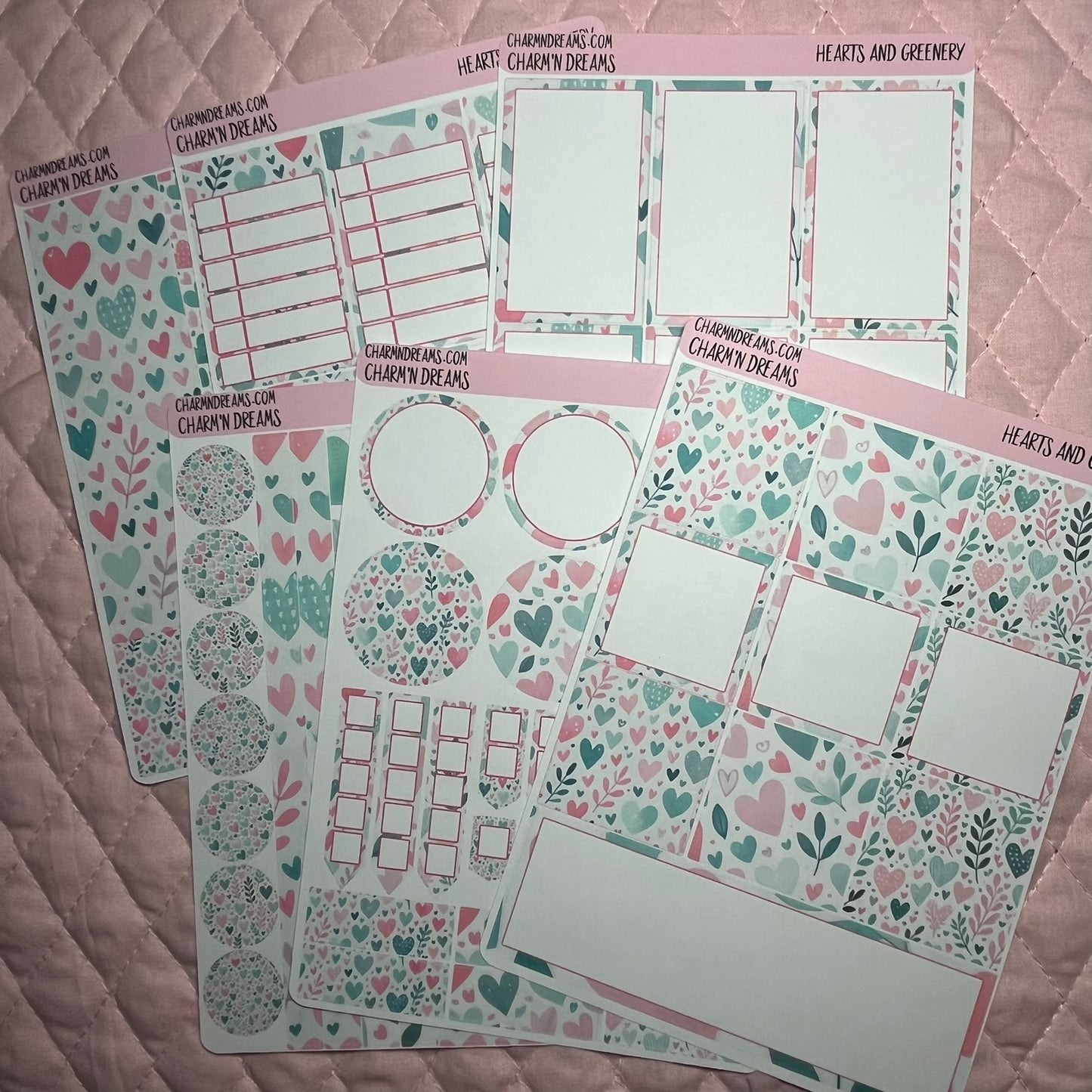 Hearts and Greenery Planner Sticker Kit