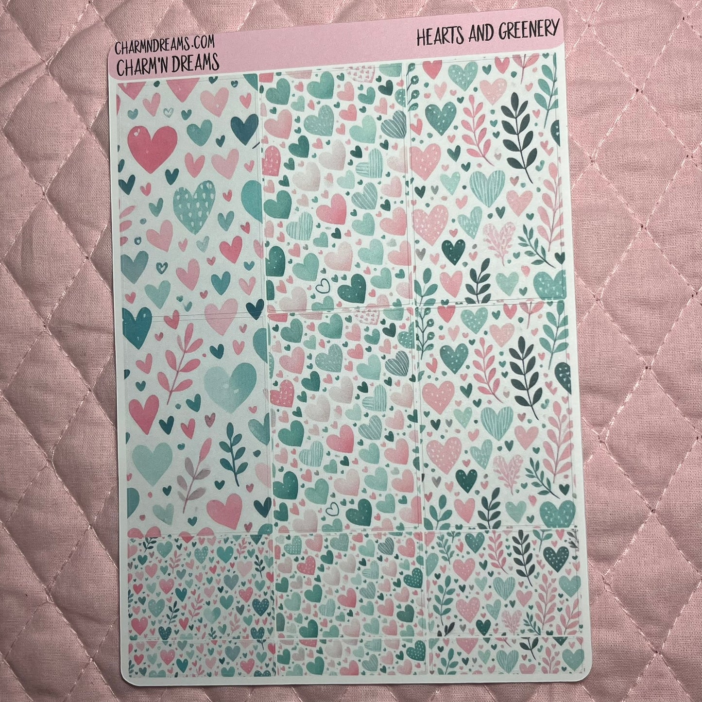 Hearts and Greenery Planner Sticker Kit