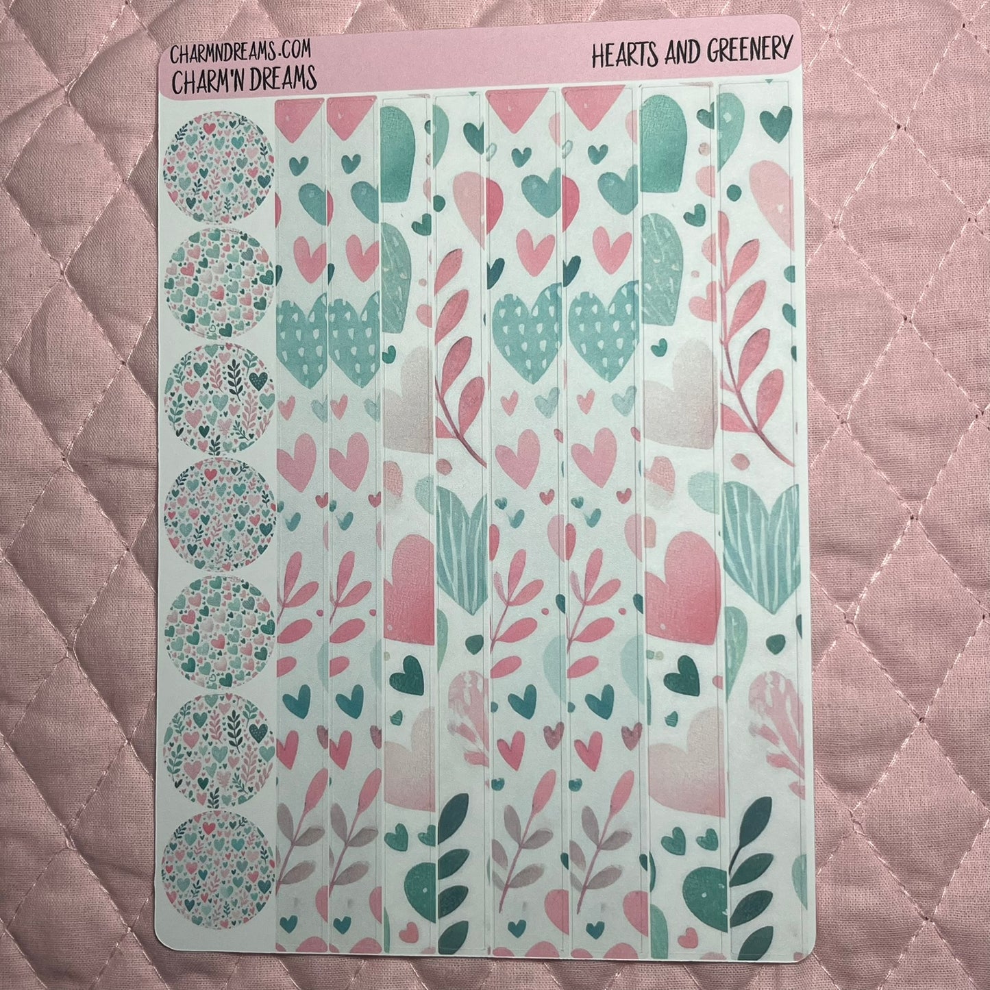 Hearts and Greenery Planner Sticker Kit