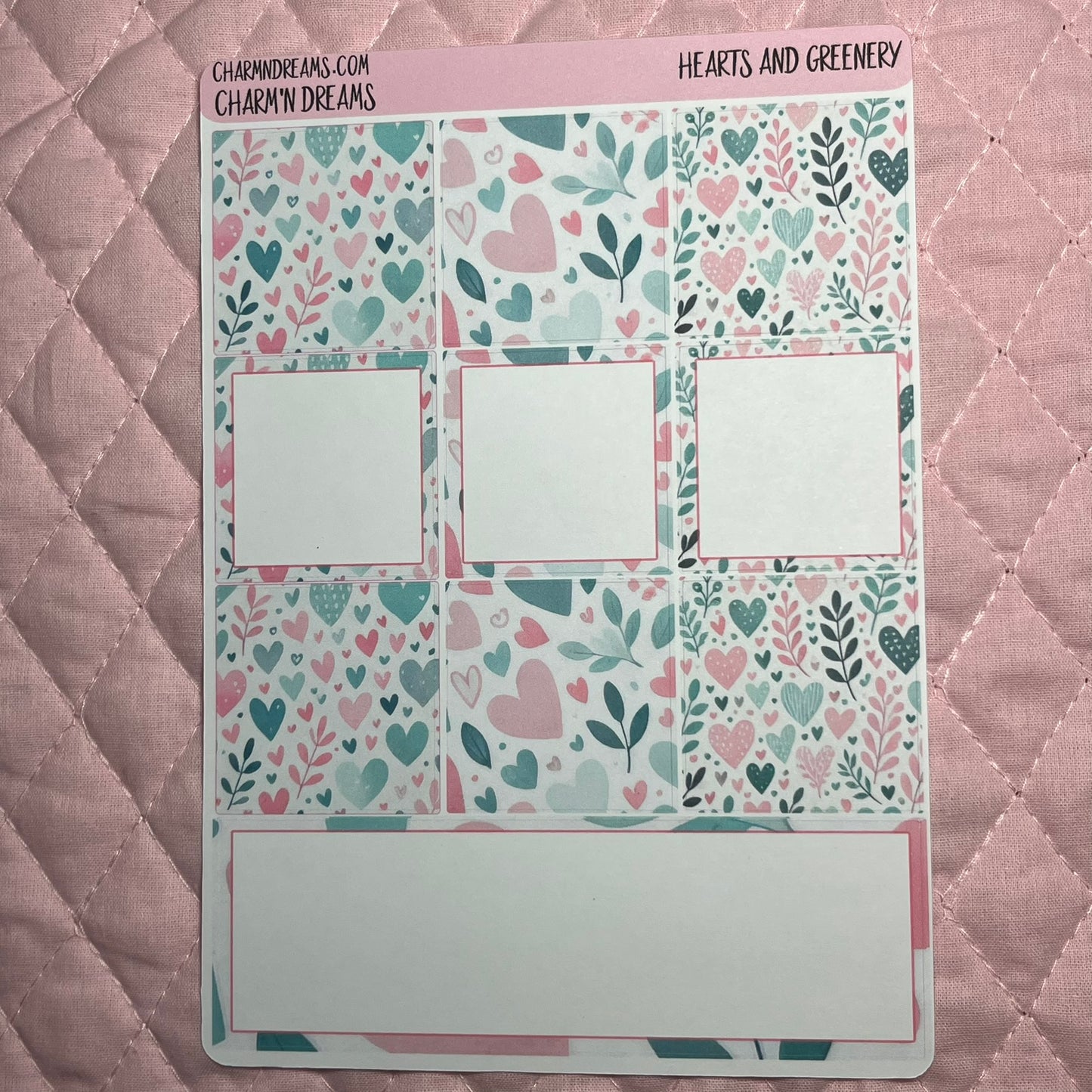 Hearts and Greenery Planner Sticker Kit