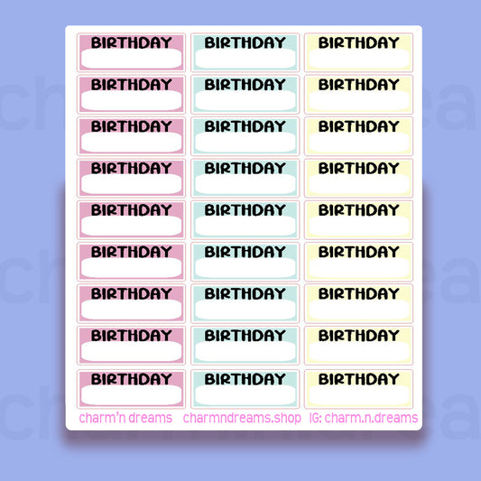 Birthday Boxes Planner Stickers