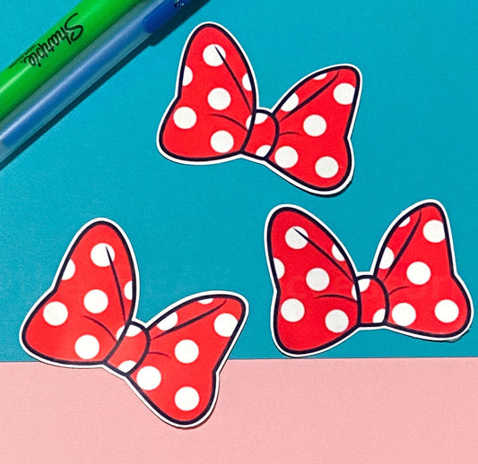 Polka dot bow sticker, polka dot red bow sticker -weatherproof sticker- theBEARaccessories