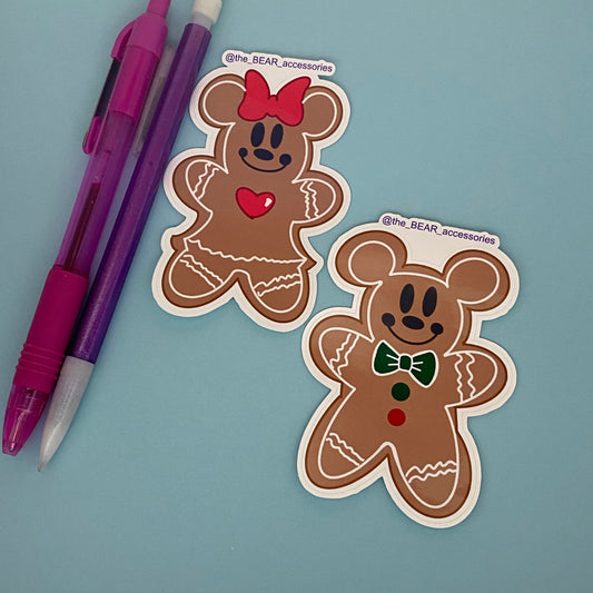 Winter Holiday Gingerbread Mouse sticker, gingerbread sticker -weatherproof sticker- theBEARaccessories