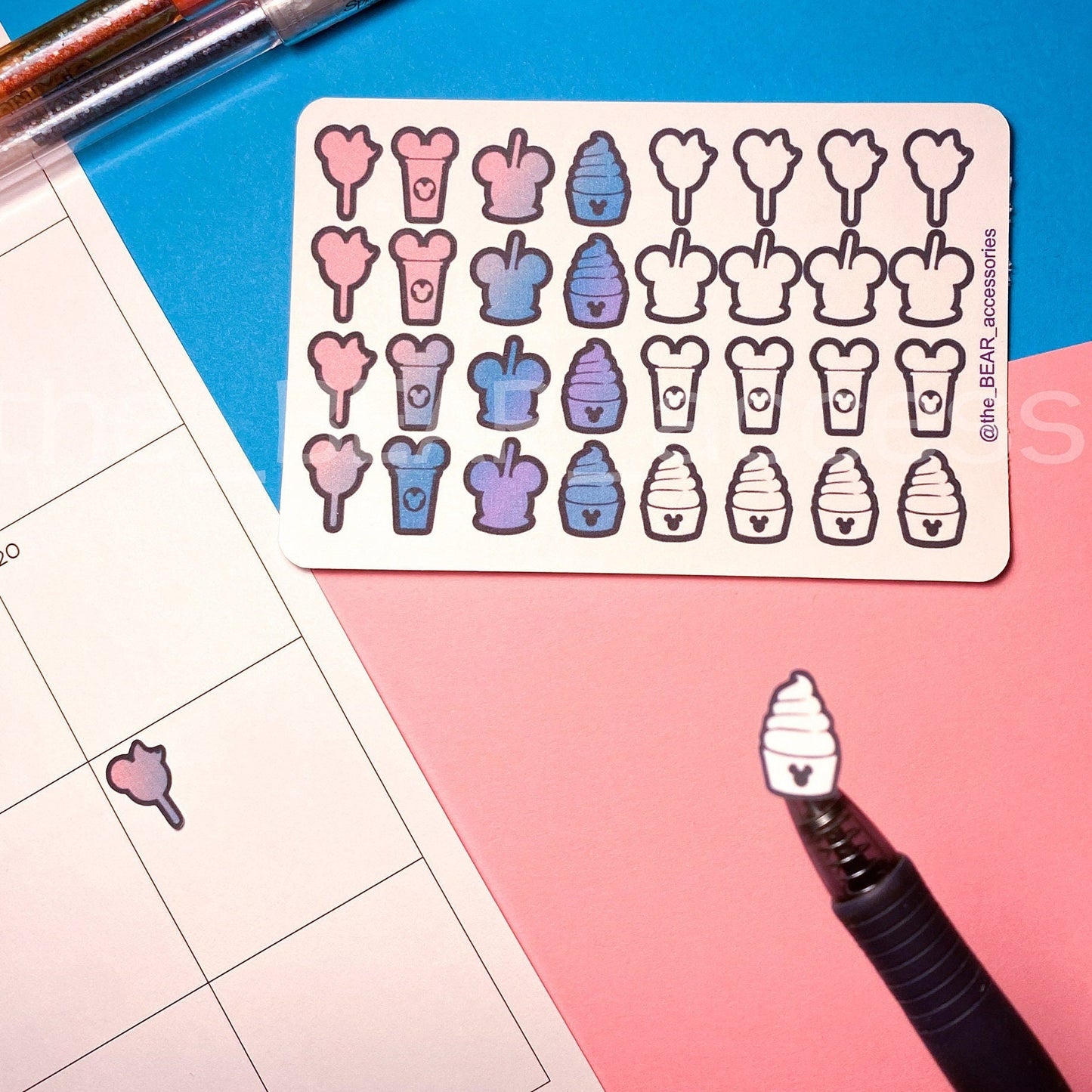 Snackers planner stickers- Park goer planner stickers- Color your own sitcker- color-in sticker- mouse planner stickers- mouse stickers