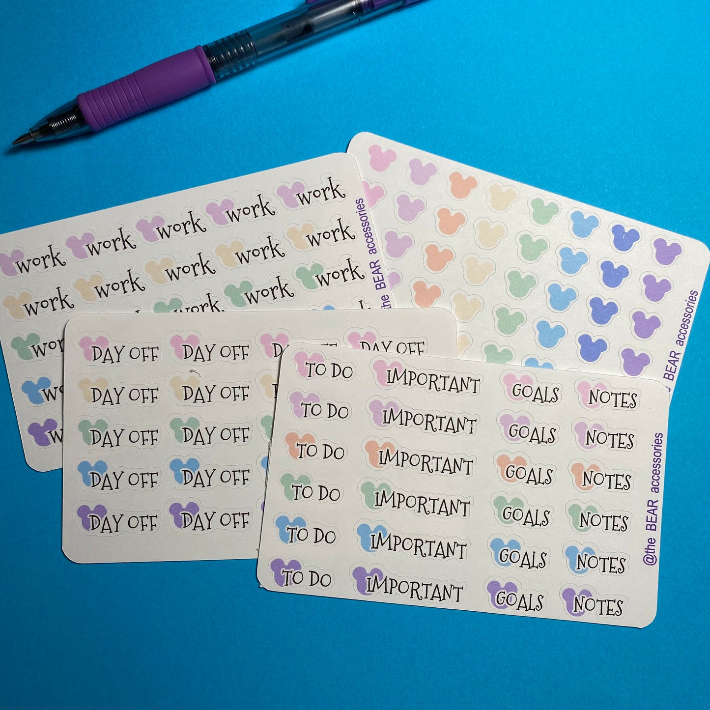 New* Pastel work, day off & task stickers set or individual- matte planner task stickers- theBEARaccessories