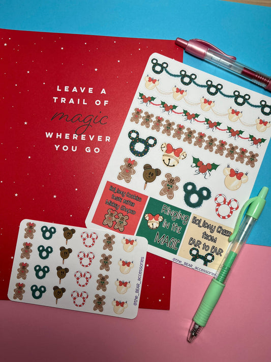 Holiday Sticker Set- Mickey inspo holiday planner stickers - hand drawn stickers - The Bear Accessories