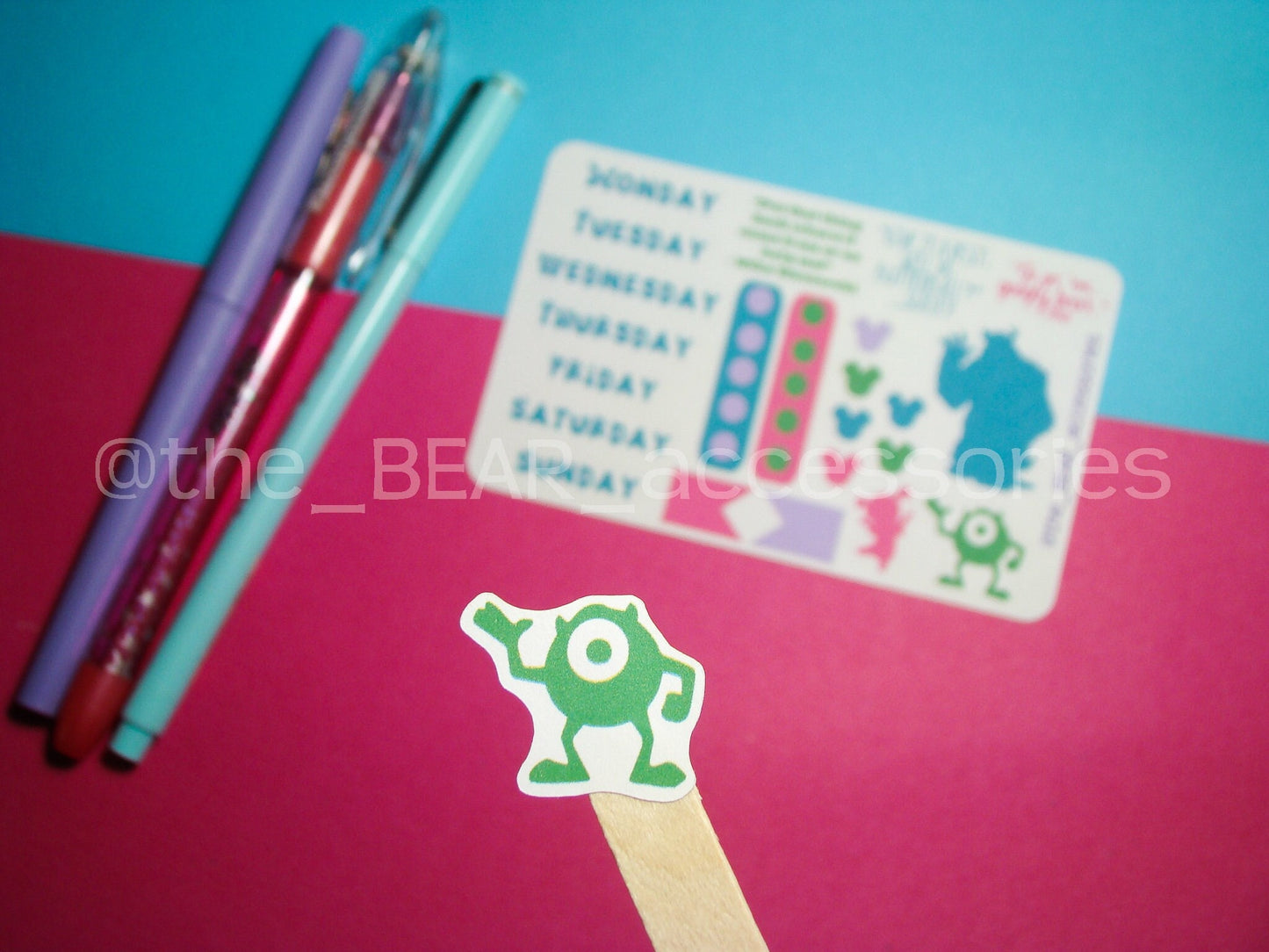 Monsters mini weekly sticker spread paper planner accent stickers- monsters week planner stickers- theBEARaccessories