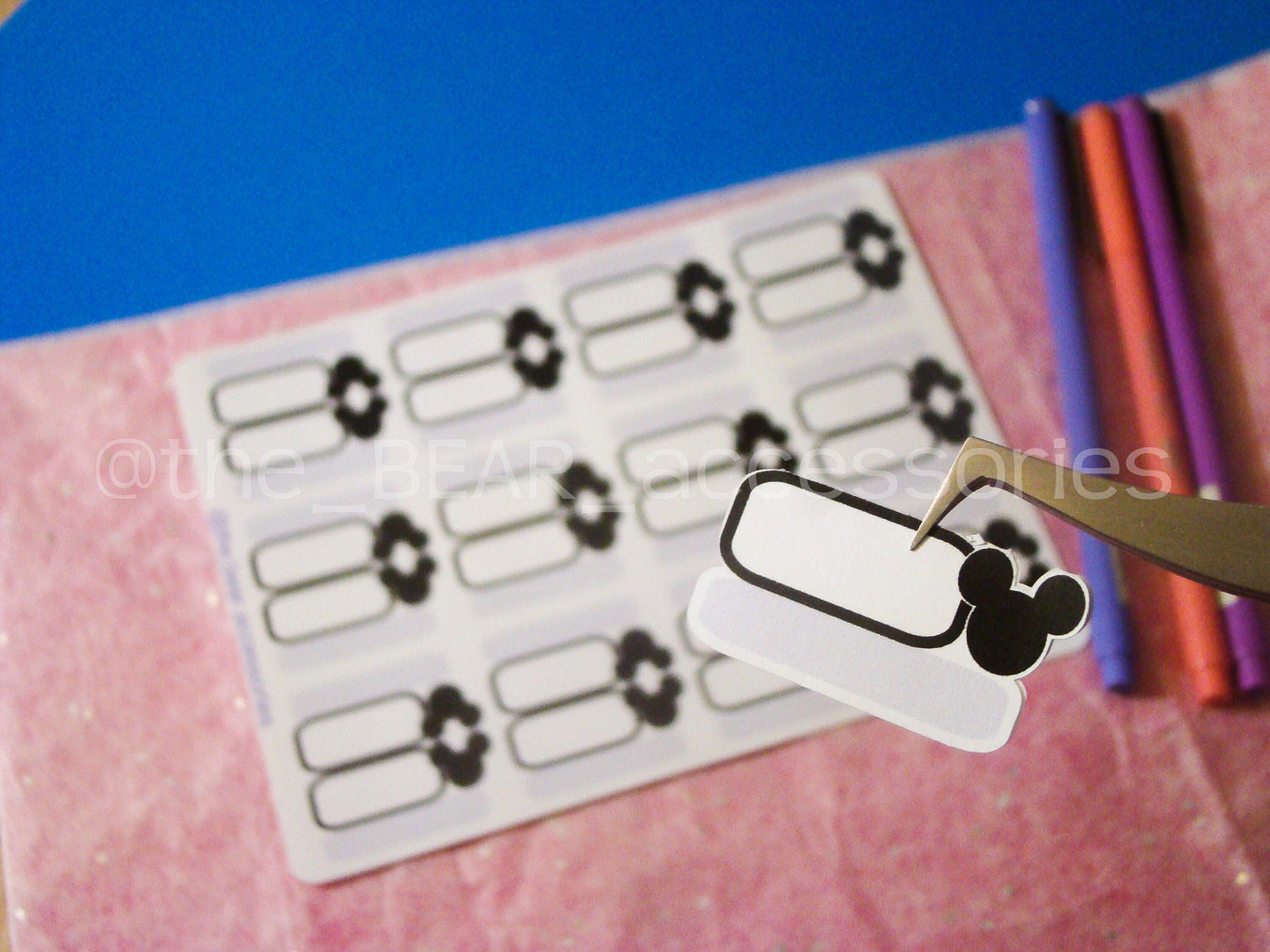 Black Mouse dot page tab stickers- Tab organizng planner stickers - character themed box stickers- the bear accessories