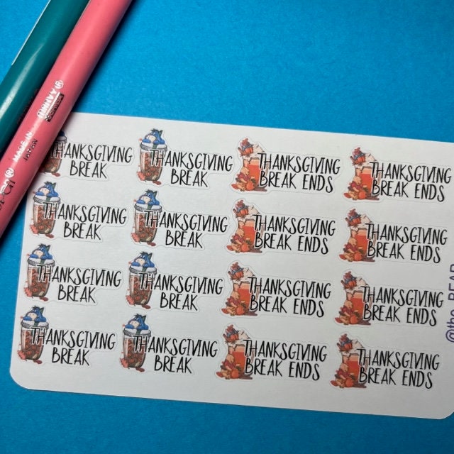 Thanksgiving Break 7 Thanksgiving Break Ends Break Pooh paper planner icon stickers- School Break planner stickers- theBEARaccessories