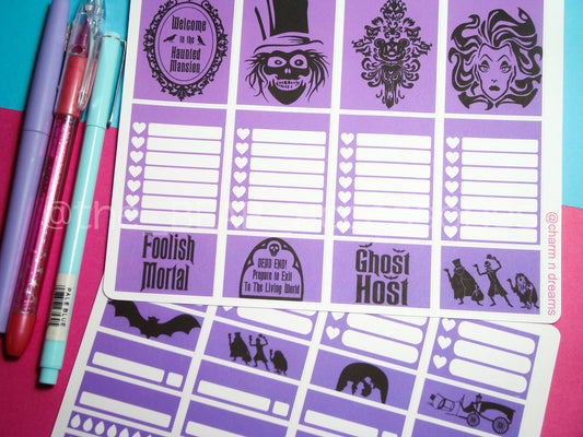 Haunted Mansion Inspired Weekly 1.5 inch Vertical Kit- Simple Planner Stickers- Halloween Planner Stickers theBEARaccessories