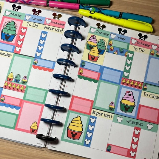 Pineapple Whip Inspired Planner Stickers Weekly 1.5 inch Vertical Kit- Dole Whip Planner Stickers- Happy Planner Erin Condren- theBEARaccess