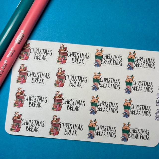 Christmas Break paper planner icon stickers- Christmas Break Ends planner stickers- theBEARaccessories