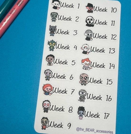 Semester Weeks  Horror Movies Checkbox planner stickers- Happy Planner Me and My Big Ideas- theBEARaccessories